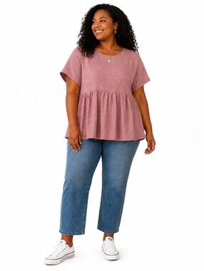 Plus Size Dusty Rose Peplum Top Size 18